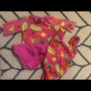 Baby Gap 3T pink fruity swim set